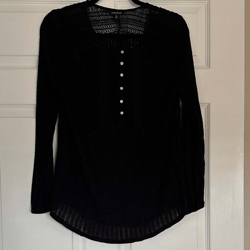 Lucky Brand Black Button-Down Blouse